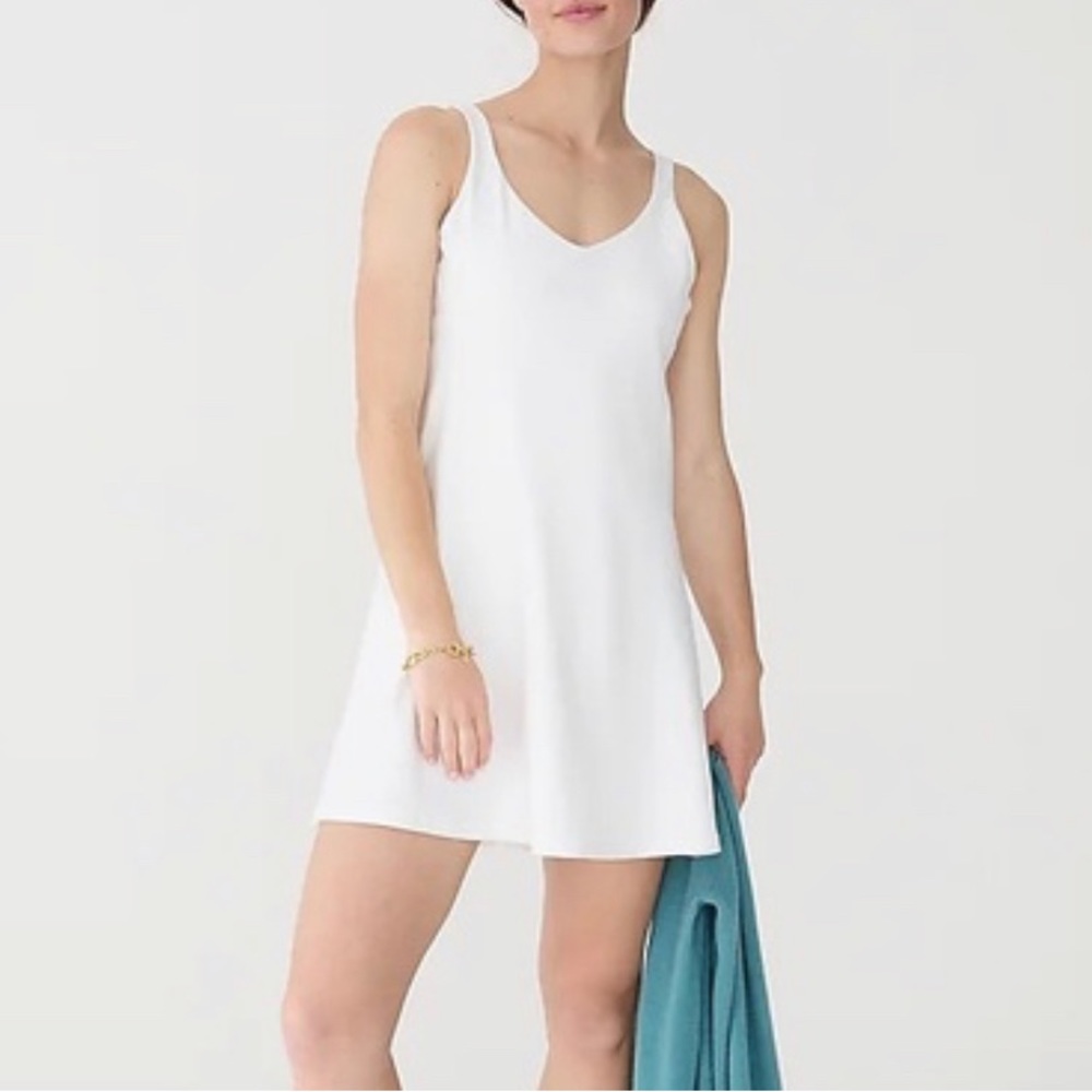 NWT J. Crew XL White CloudStretch V-neck sports dress